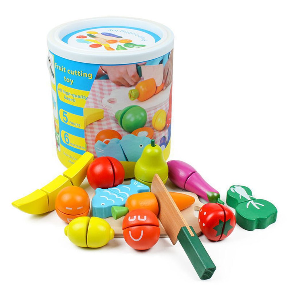 Wooden Colorful Children'S  Fruit And Vegetables Barrels Children Educational Toys - nanasepiphany