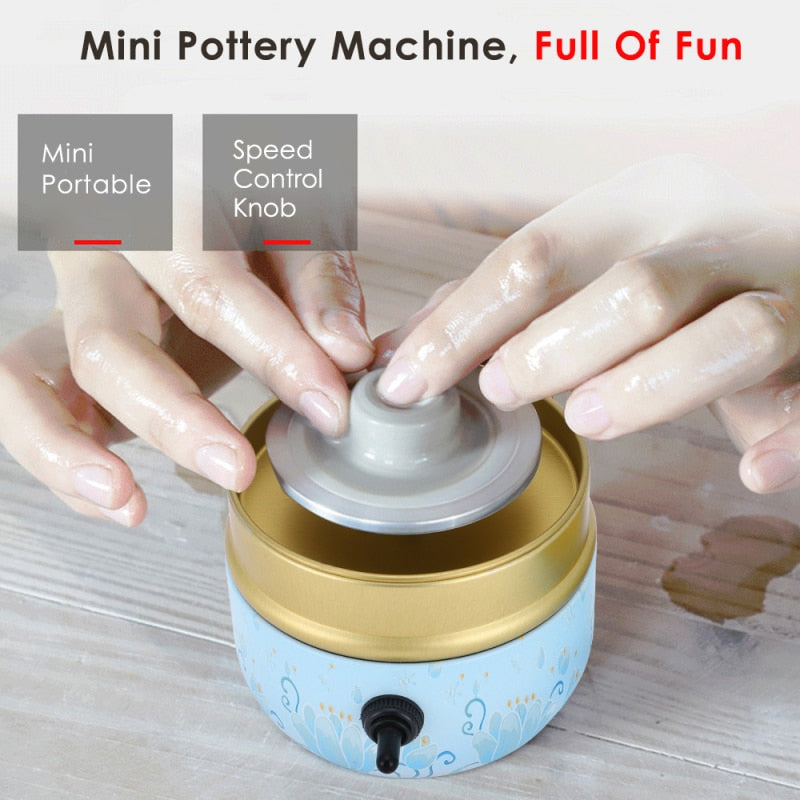 Kid Mini Electric Pottery Wheel Machine  With Tray For DIY Ceramic Work Clay Craft US/UK/EU Plug - nanasepiphany