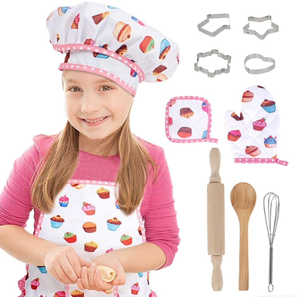 Kids Cooking Baking Set with apron and chef hat - nanasepiphany