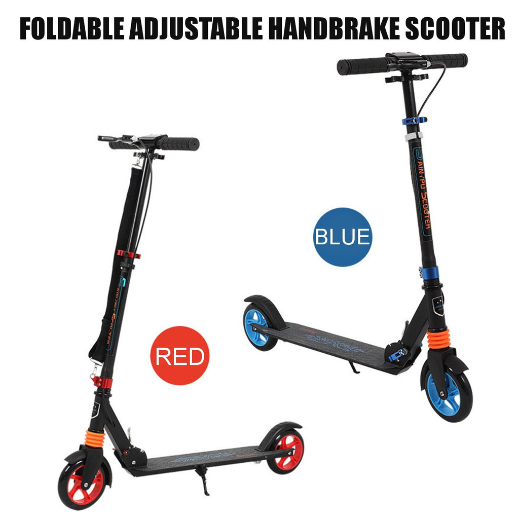 Foldable Handbrake Scooter Adjustable Height  Aluminum Alloy Road Ride Skateboard - nanasepiphany