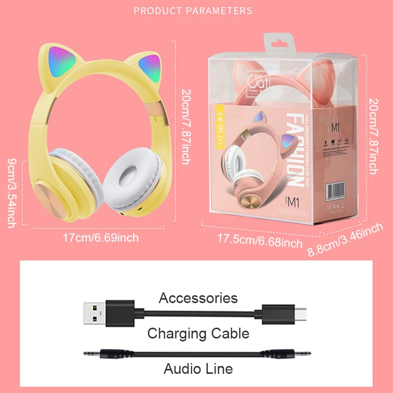 ZK22 Cute Cat earphone bluetooth wireless Mic Girl Stereo Bass Earphone Music  Earpiece Headset Gift - nanasepiphany