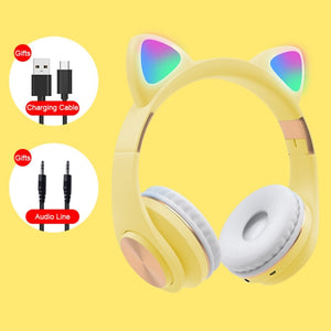 Open image in slideshow, ZK22 Cute Cat earphone bluetooth wireless Mic Girl Stereo Bass Earphone Music  Earpiece Headset Gift - nanasepiphany
