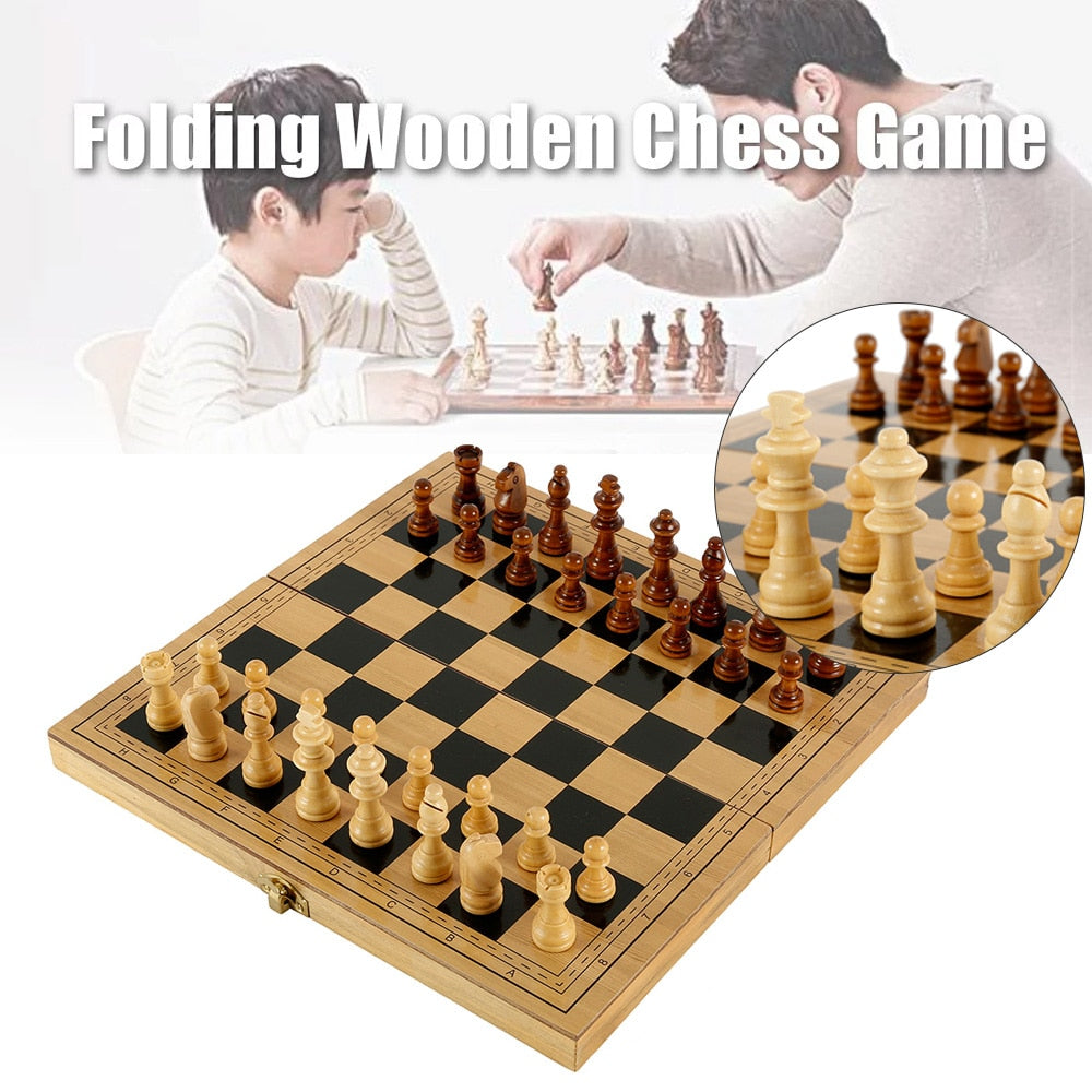 Folding Solid Wood Chessboard Magnetic Pieces Entertainment Board Games - nanasepiphany