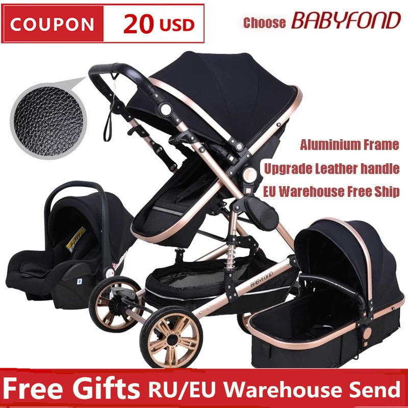 Babyfond Stroller High Landscape 3 in 1 Baby Stroller With Car Seat 2 in 1 Newborn Pram CE safety - nanasepiphany