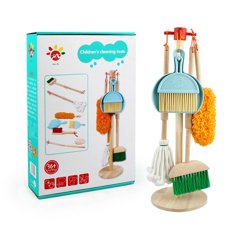 Children's Cleaning Toy Set  Mini Broom Dustpan Mop Cleaning Tool Combination - nanasepiphany