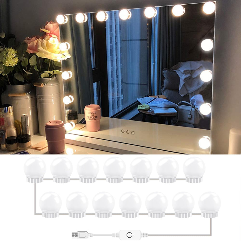 Hollywood Style USB LED Makeup Mirror Lamp Kit Dimmable - nanasepiphany