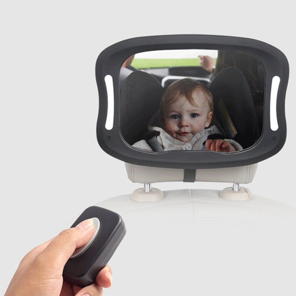 Car Seat Rearview Mirror Remote LED Lights ABS 360 Degree Rotation Car Accessories - nanasepiphany