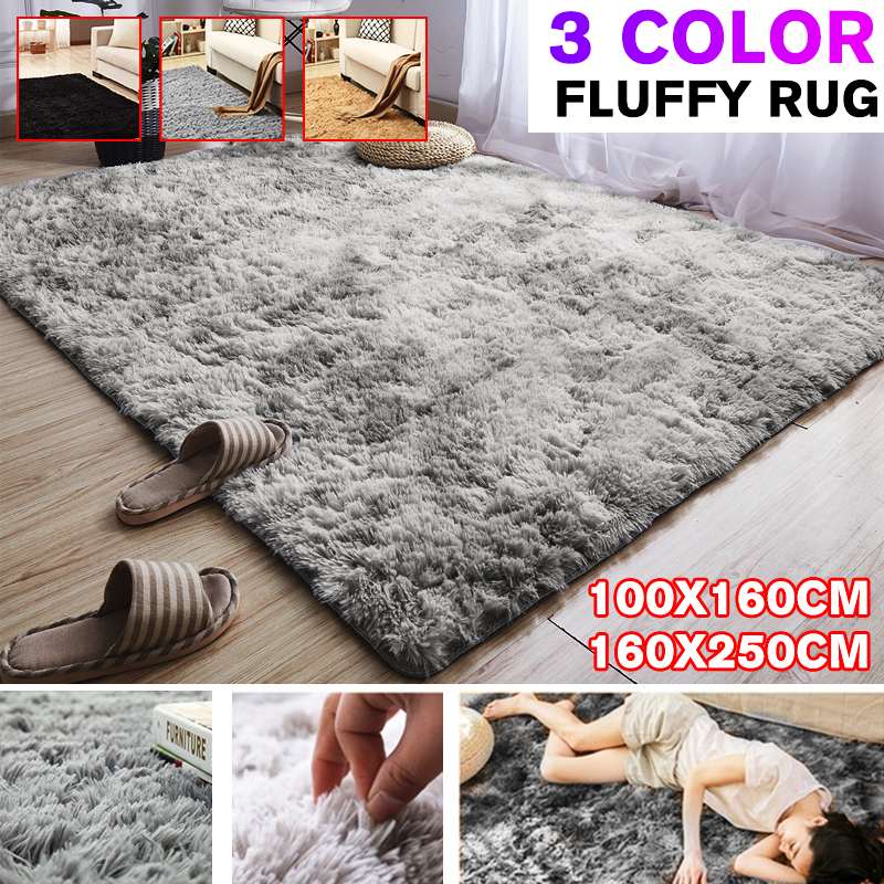 160x250cm Plush Thick Bed Room Carpets Anti-slip Floor Gray Soft Rugs - nanasepiphany