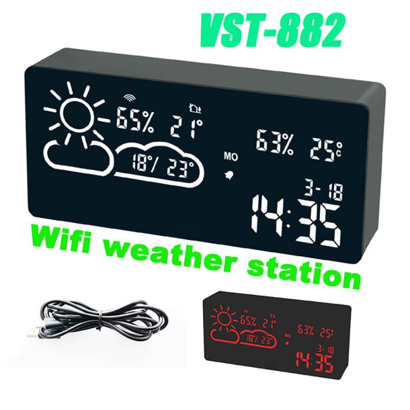 LED Digital Alarm Clock Radio With Temperature And Humidity Smart Wireless Network - nanasepiphany