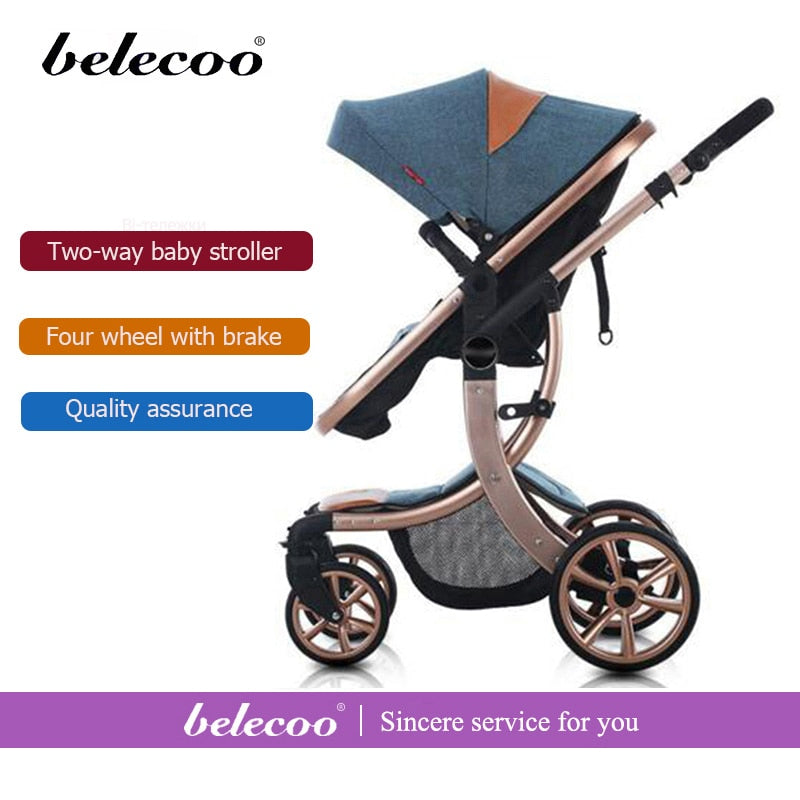 Belecoo Stroller Portable Lightweight Baby Carriage High Landscape Outing Four Season Stroller - nanasepiphany