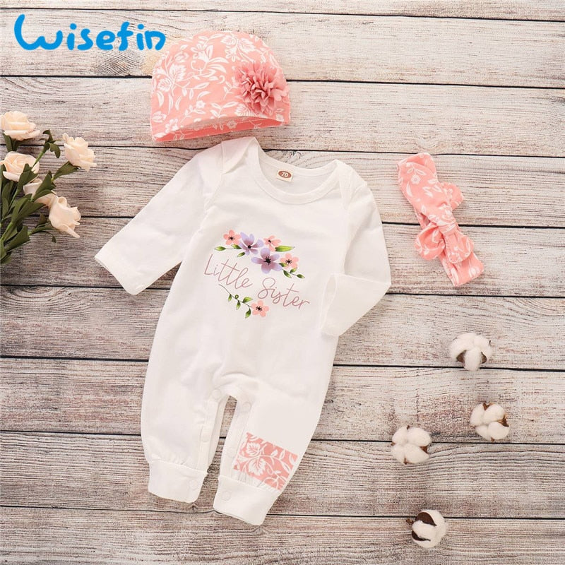 Little Sister Newborn 3 pcs set Baby Girl Romper Long Sleeve - nanasepiphany